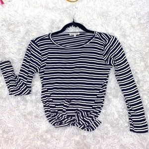 stripped long sleeve top with cute tie